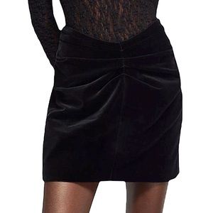 Zara Black Velour Draped Front Detail Mini Skirt Size 2X NEW